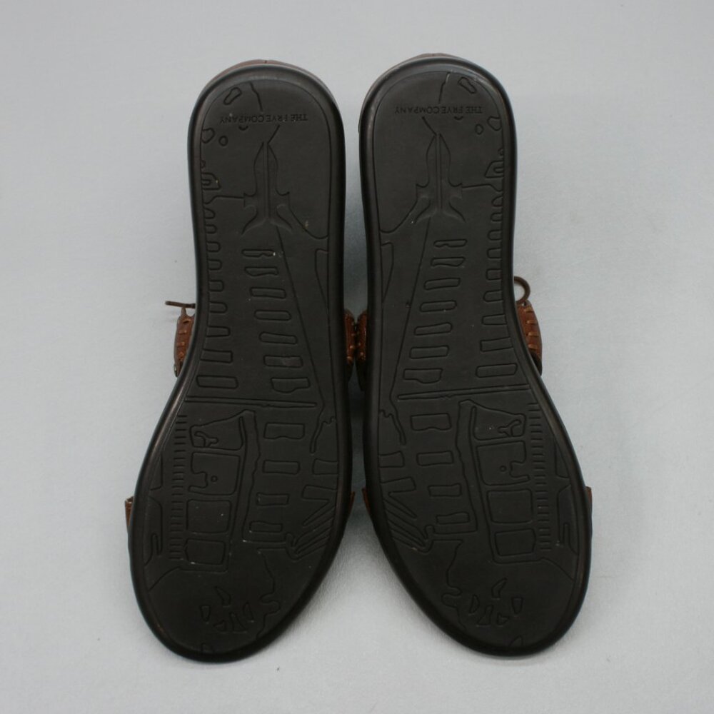 Frye Ladies 9 Laney Lace Brown Leather Open-toe Flat Slingback Gladiator Sandals - Picture 9 of 12